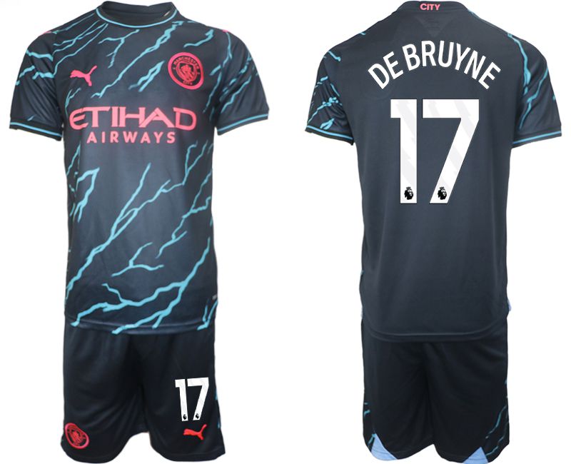 Men 2023-2024 Club Manchester City away blue #17 Soccer Jersey->liverpool jersey->Soccer Club Jersey